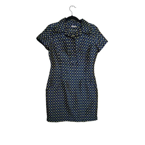 Leon Max Women’s Limited Edition Sz 4 Navy Retro Geometric Retro Sheath Dress - Picture 6 of 11